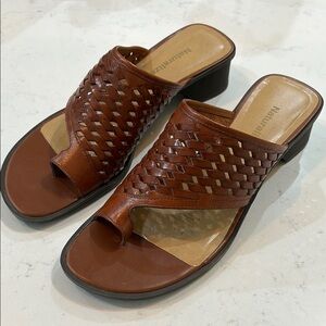 Naturalizer Brown Leather Mules with Perforated Design